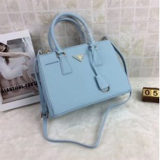 Prada Galleria Tas 1801 Saffiano Leer 30cm Lichtblauw