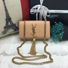 YSL kleine leren tas met kwastje 17 cm abrikoos goud