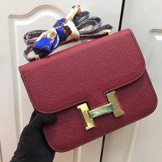 Hermes Constance tas 23cm Epsom leer bordeaux goud