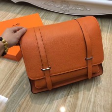 Hermes Steve Heren Crossbody Leren Tas Oranje
