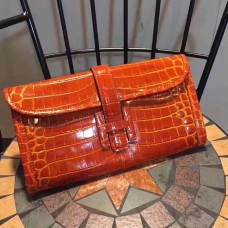 Hermes Jige Clutch 29cm Croco Oranje