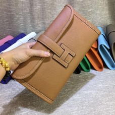 Hermes Epsom Leren Jige Clutch 29cm Bruin