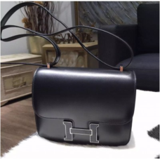 ZELDZAME Hermes Mini Constance 18cm Lizard Box Kalfsleer Palladium Hardware Handgestikt, Noir CK89 RS16457