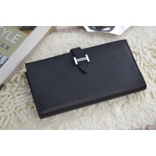 Hermes kalfsleren portemonnee H005 H zwart