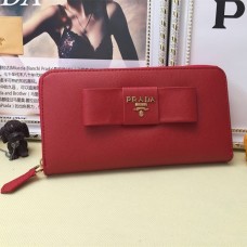 Prada Portemonnee met Rits Rond L0506 Rood
