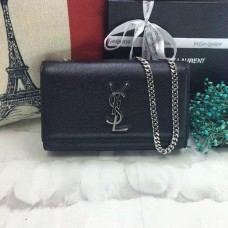 YSL Kaviaar Leren Tas 22cm Zwart Zilver
