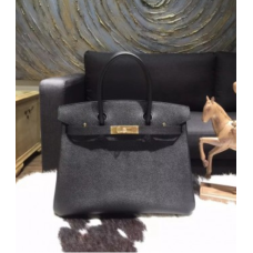 Hermes Birkin 30 cm Epsom Kalfsleren Tas Handgestikte Gouden Hardware, Noir Zwart RS09639