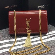 YSL Tassel Chain Bag 22cm Lakleer Donkerrood