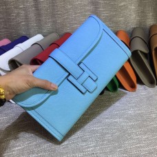 Hermes Epsom Leren Jige Clutch 29cm Lichtblauw