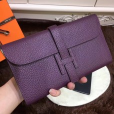 Hermes Jige Portemonnee Togo Leer Paars