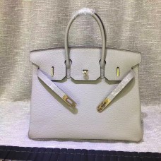 Hermes Birkin 35cm Togo leren handtas lichtgrijs goud