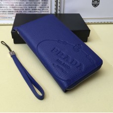 Prada leren portemonnee voor heren 1191 blauw
