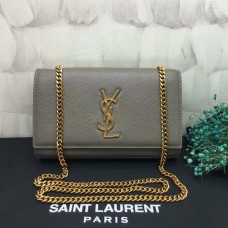YSL Kaviaar Leren Tas 22cm Grijs Goud