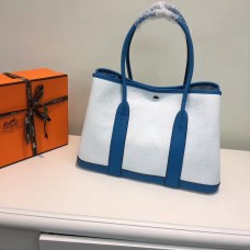 Hermes Garden Party 36cm lederen handtas wit blauw