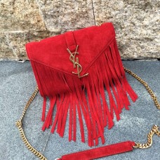 YSL Suède Tassel Tassel 22cm Rood