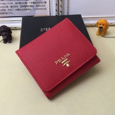 Prada 1M0176 Portemonnee Saffiano Leer in Rood