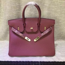 Hermes Birkin 30cm Togo lederen handtas bordeaux goud