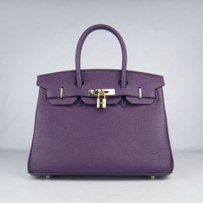Hermes Birkin 30cm Togo lederen handtassen paars goud