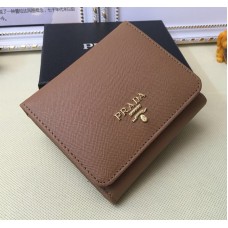 Prada 1M0176 Portemonnee Saffiano Leer in Bruin