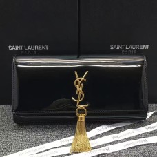 YSL Lakleer Tassel Clutch 27cm Zwart