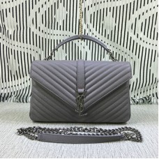 Saint Laurent Grote Top Handvat Chain Bag Grijs 32cm