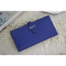 Hermes kalfsleren portemonnee H005 koningsblauw