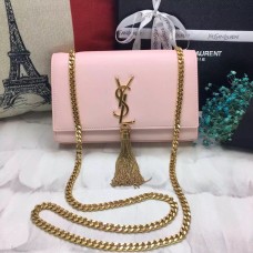 YSL Tassel Chain Bag 22cm Glad Leer Licht Roze Goud