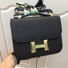 Hermes Constance tas 23cm Epsom leer zwart goud