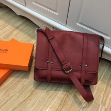 Hermes Steve Heren Crossbody Leren Tas Bordeauxrood
