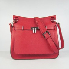 Hermes Jypsiere 28cm Crossbody Tas Rood Zilver