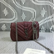 YSL Small Envelop Chain Bag Geitenleer Donkerrood 18cm