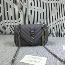 YSL Kleine Envelop Kettingtas Geitenleer Grijs 18cm