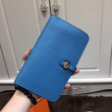 Hermes Dogon Portemonnee Togo Leer H001 Blauw