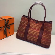 Hermes Garden Party 36cm canvas handtas bordeaux