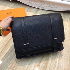 Hermes Steve Heren Crossbody Leren Tas Zwart