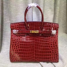 Hermes Birkin 35cm handtas krokodillenleer donkerrood goud