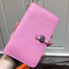 Hermes Dogon Portemonnee Togo Leer H001 Roze