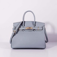Hermes 30cm Birkin tas Togo leer met riem Blue Lin Gold