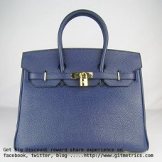 Hermes Birkin 35cm Togo lederen handtassen donkerblauw gouden