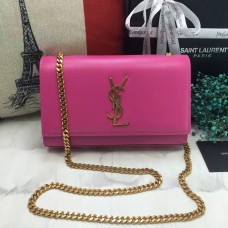 YSL gladde leren kettingtas 22cm roze