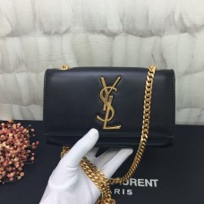 YSL leren tas met kleine ketting 17 cm zwart goud