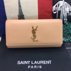 YSL Saint Laurent Clutch 27cm Glad Leer Abrikoos