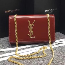 YSL lakleren kettingtas 22cm donkerrood