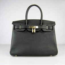 Hermes Birkin 30cm Togo lederen handtassen zwart goud