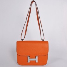 Hermes Constance 23cm Togo Leer Oranje Zilver