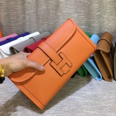 Hermes Epsom Leren Jige Clutch 29cm Oranje