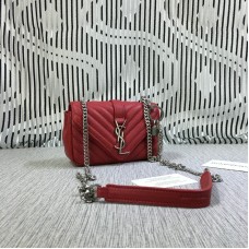 YSL Kleine Envelop Kettingtas Geitenleer Rood 18cm