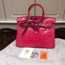 Hermes Birkin 35cm handtas krokodillenleer rosé goud