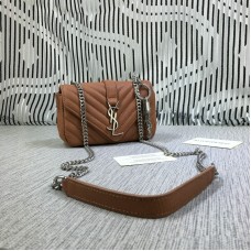 YSL Kleine Envelop Kettingtas Geitenleer Bruin 18cm