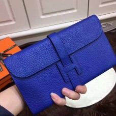 Hermes Jige Portemonnee Togo Leer Elektrisch Blauw